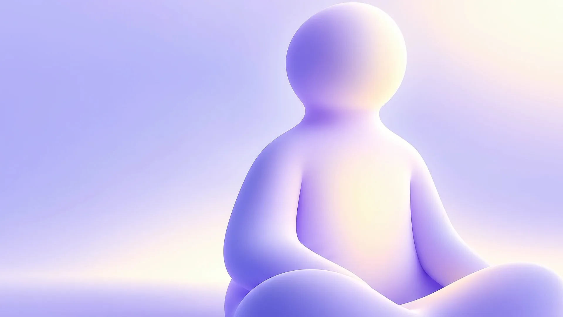 Figura abstrata meditando em tons suaves de violeta